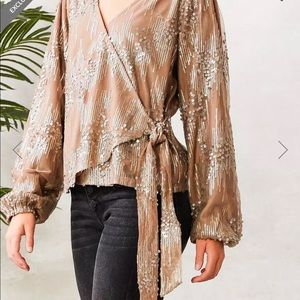 Sequin wrap tie top